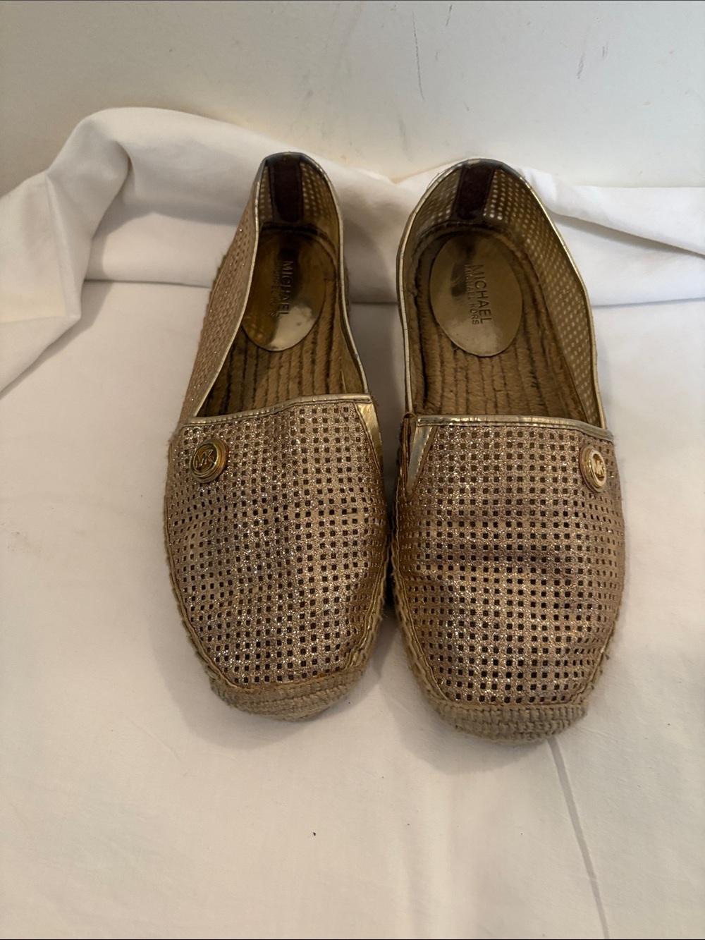 Michael Kors Metallic Gold Woven Espadrille Flats